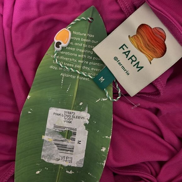 NWT FARM Rio Twist Detail Cutout Viscose Long Sleeve Bodysuit in Pink size M - Picture 12 of 14